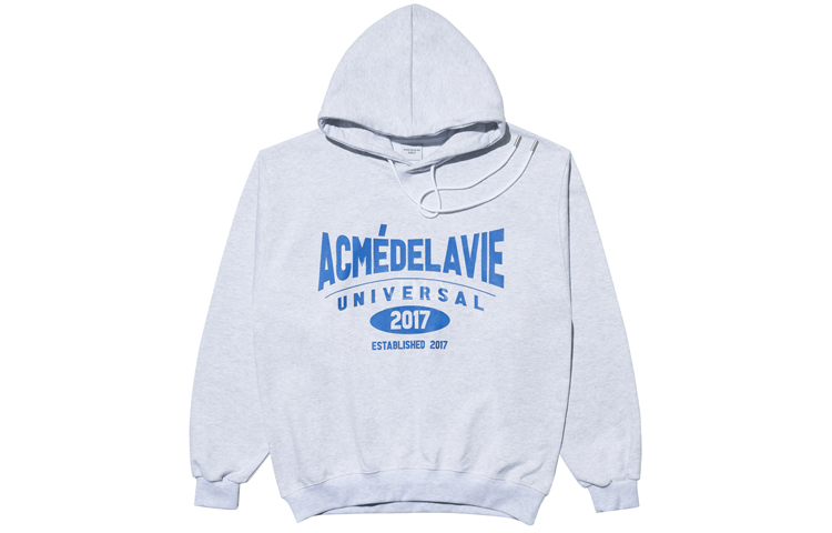 acmé de la vie ADLV Universal Logo Hoodie Unisex Light Gray Pullover ADLV-21FW-HDLUVS-MEL