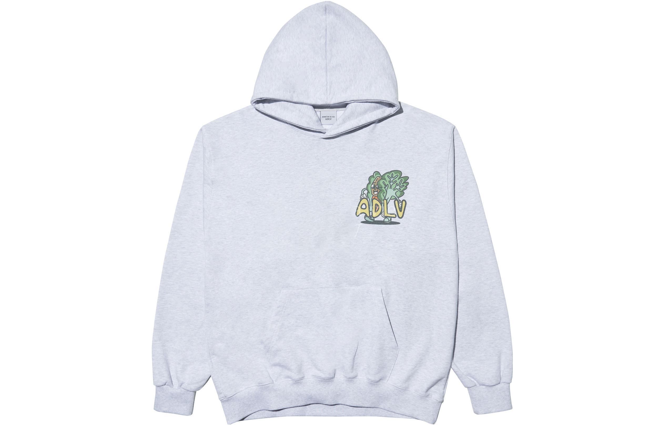 acmé de la vie/ADLV Veggie Print Logo Hoodie Unisex Gray Long Sleeve ADLV-21FW-HDAFTH-MEL