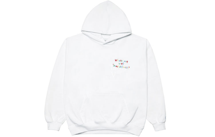 acmé de la vie ADLV White Embroidered Logo Oversized Hoodie Unisex ADLV-21FW-HDLCER-WHT