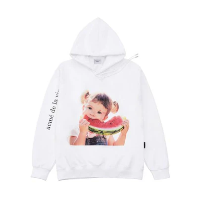 acmé de la vie ADLV White Hoodie Watermelon Girl Print Unisex ADLV-21SS-HDWHBF-WMN