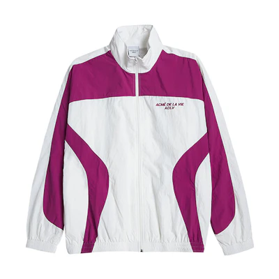 acmé de la vie ADLV White Purple Retro Sports Zip-Up Jacket Unisex ADLV-20SS-JKTRRT-WHT
