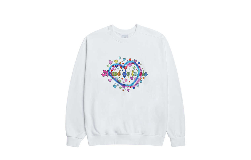 acmé de la vie ADLV White Unisex Crewneck Sweatshirt with Small Heart Logo ADLV-20SS-SWADSH-WHT
