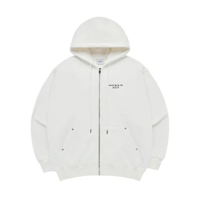 acmé de la vie ADLV White Unisex Zip-Up Hoodie Jacket Long Sleeve Casual Fit ADLV-24SS-ZPPLBS-CRM