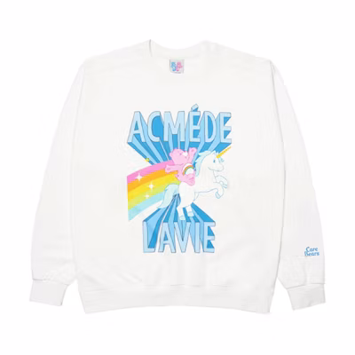 acmé de la vie ADLV Care Bears Rainbow Unicorn Graphic Pullover Sweatshirt White Unisex ADLV-21FW-SWCBUN-WWH