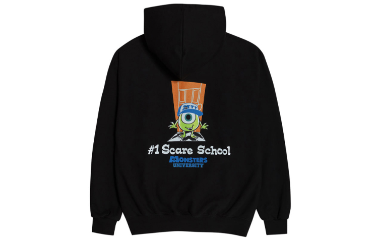 acmé de la vie ADLV x Monsters University Alphabet Print Black Cartoon Sweatshirt Unisex ADLV-20FW-HDDIBK-SSC