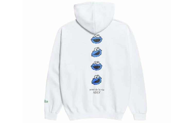 acmé de la vie adlv Sesame Street Cookie Monster Hoodie White Unisex ADLV-19FW-HDWHSS-BCM