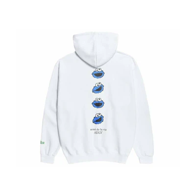 acmé de la vie adlv Sesame Street Cookie Monster Hoodie White Unisex ADLV-19FW-HDWHSS-BCM