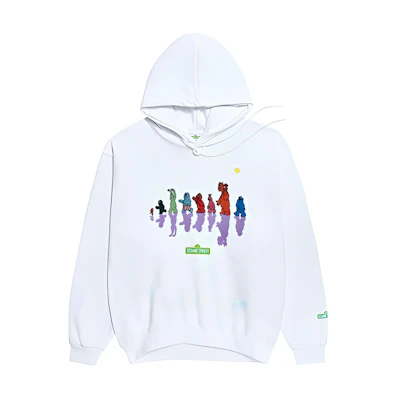 acmé de la vie ADLV Sesame Street Monster Lineup Hoodie Unisex White ADLV-19FW-HDWHSS-MLN