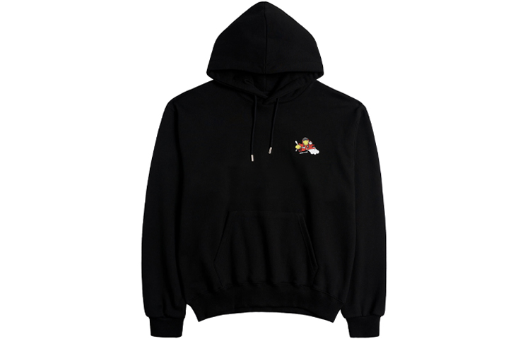 acmé de la vie ADLV x SMILEY Cartoon Pilot Hoodie Black Unisex Pullover ADLV-22FW-HDSMEP-BLK