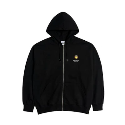 acmé de la vie ADLV SMILEY SS22 Smiley Biker Hoodie Unisex Black ADLV-22FW-ZUSMBW-BLK