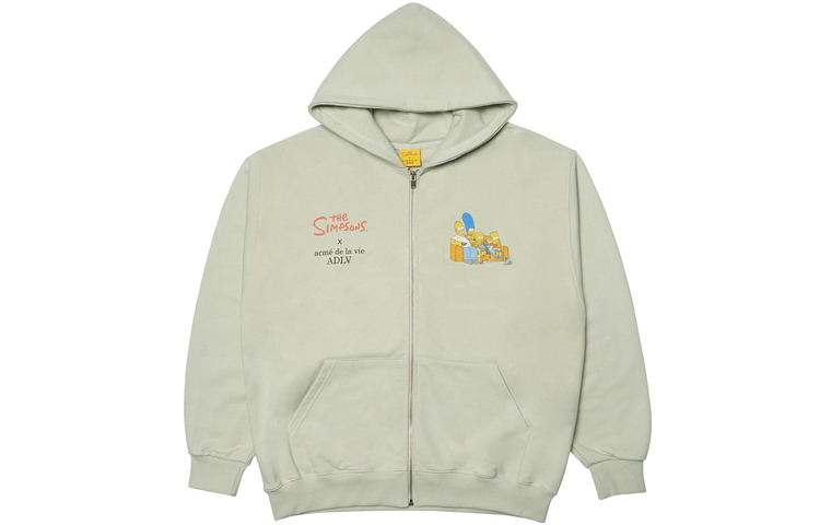 acmé de la vie ADLV The Simpsons Zip-Up Hoodie Light Beige Unisex Cartoon Print Collaboration ADLV-21FW-ZUSPSP-LBG