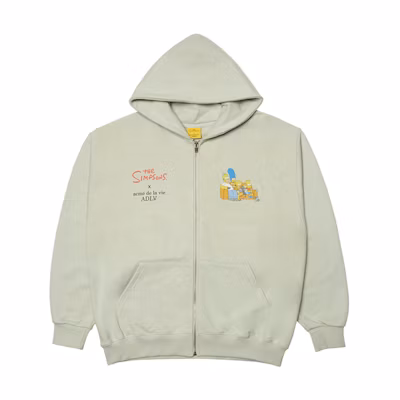 acmé de la vie ADLV The Simpsons Zip-Up Hoodie Light Beige Unisex Cartoon Print Collaboration ADLV-21FW-ZUSPSP-LBG