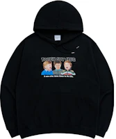 acmé de la vie Black Hoodie with Character Letter Print for Men ADLV-23FW-HDATGH-BLK acmé de la vie Black Hoodie with Character Letter Print for Men ADLV-23FW-HDATGH-BLK