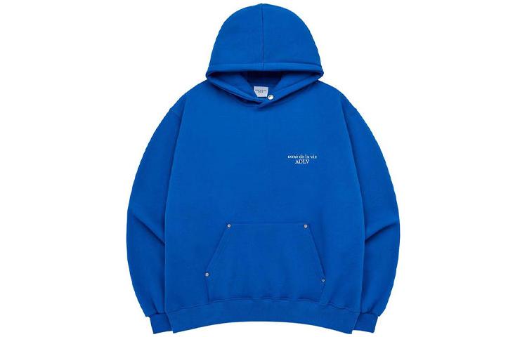 acmé de la vie Blue Pullover Hoodie with Letter Print Unisex Long Sleeve ADLV-23FW-HDLBRW-BLU