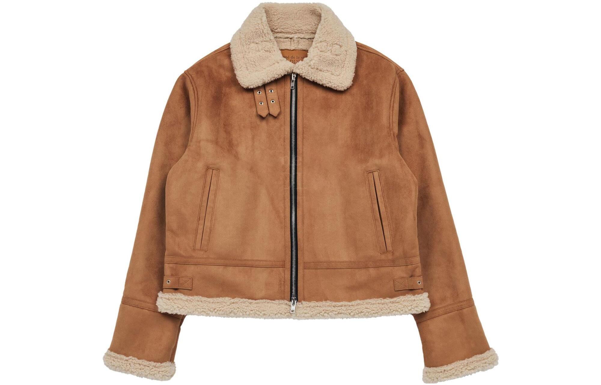 acmé de la vie Brown Zip-Up Long Sleeve Jacket with Turn-Down Collar ADLV-23FW-JKHGLM-BEG