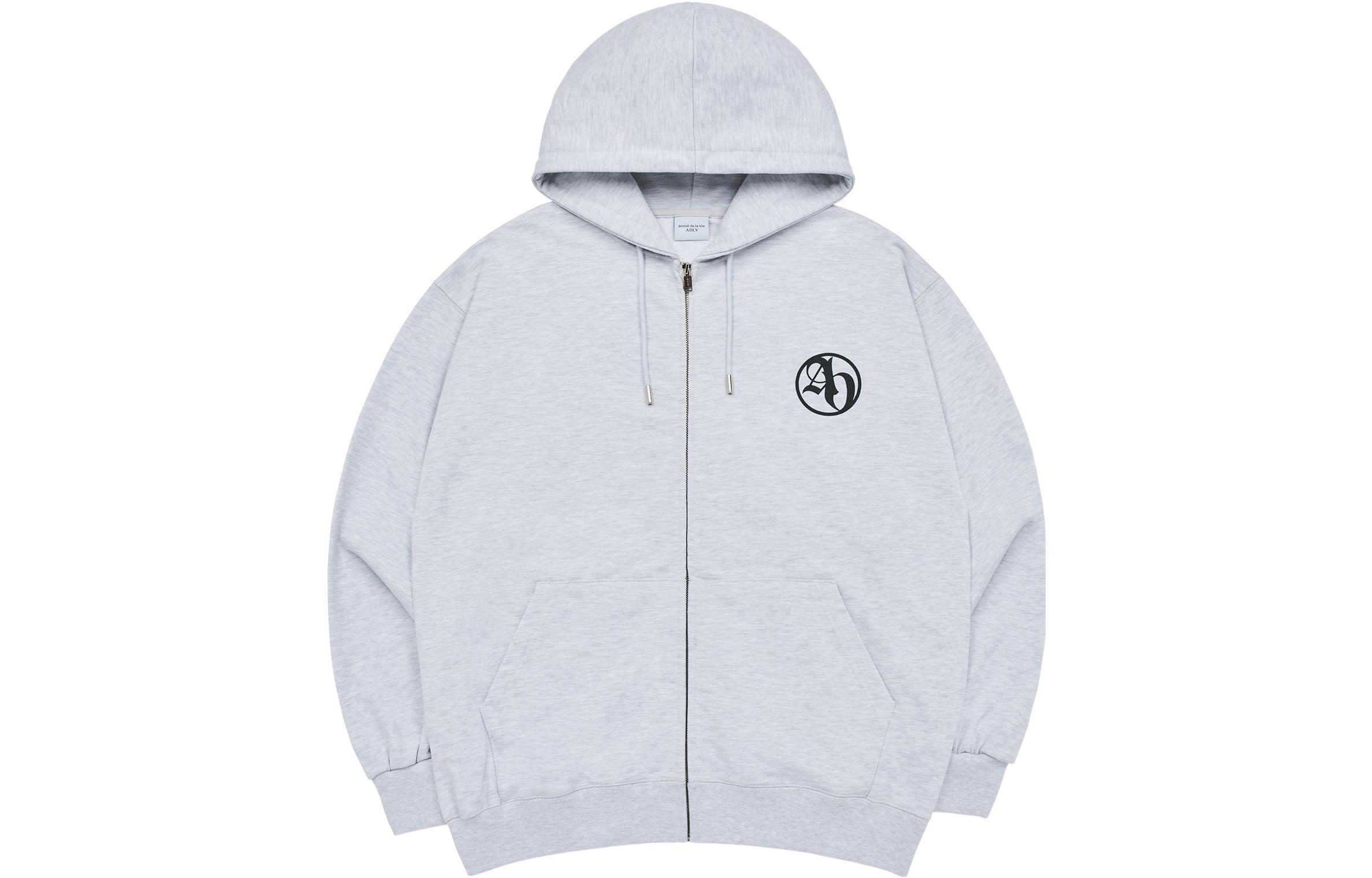 acmé de la vie Graphic Print Zip-Up Hoodie Jacket Unisex - Gray ADLV-23FW-ZPLSBL-MEL