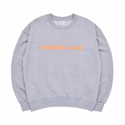 acmé de la vie Grey Unisex Crewneck Sweatshirt with Solid Letter Logo Embroidery ADLV-23SS-SWLSPT-GRY