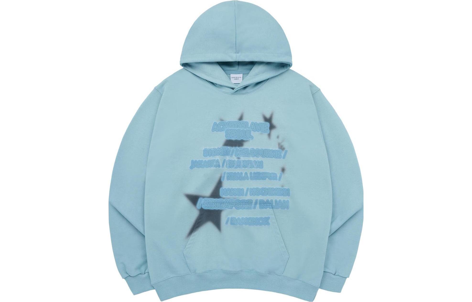 acmé de la vie Letter Print Hoodie Unisex Blue ADLV-23FW-HDADWT-DBL