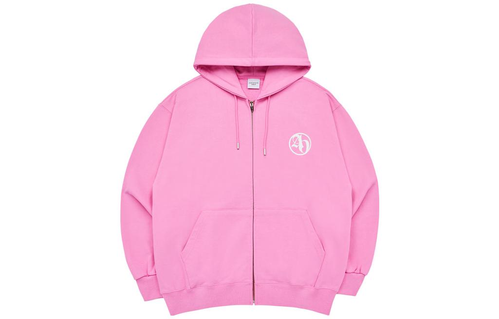 acmé de la vie Pink Letter Print Zip-Up Hoodie Jacket Unisex ADLV-23FW-ZPLSBL-PNK