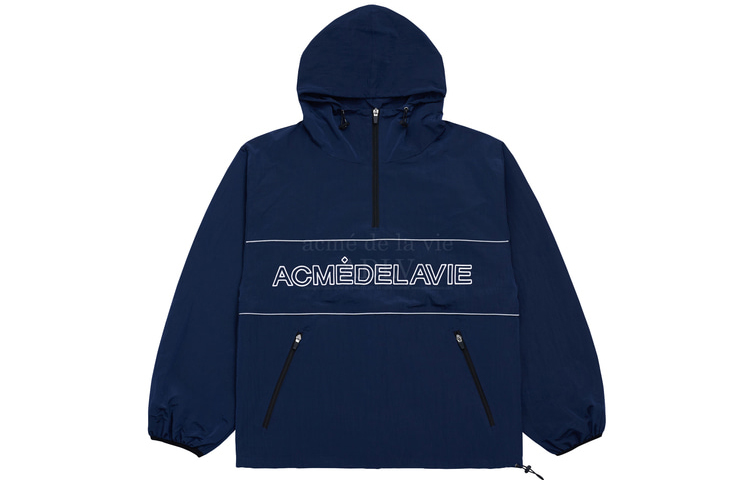 Order acmé de la vie Jaket Hoodie Logo Reflektif Unisex Biru Dongker Nylon ADLV-21SS-OTAPPS-NVY
