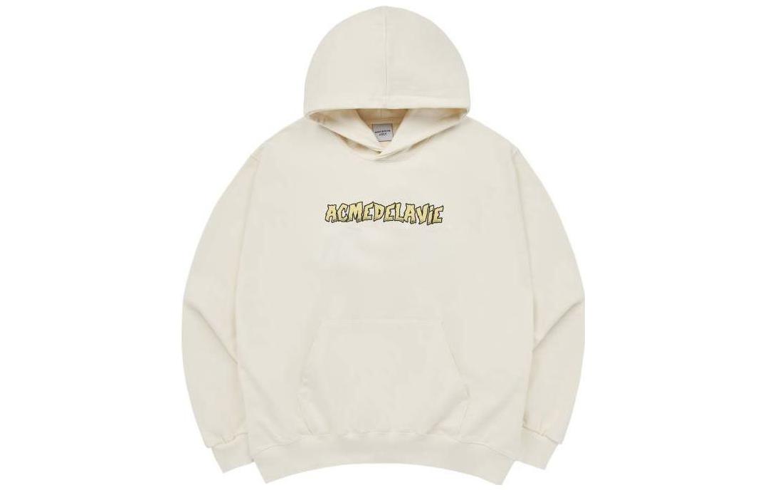 acmé de la vie White Oversized Letter Print Hoodie Pullover for Men ADLV-23FW-HDACDN-CRM