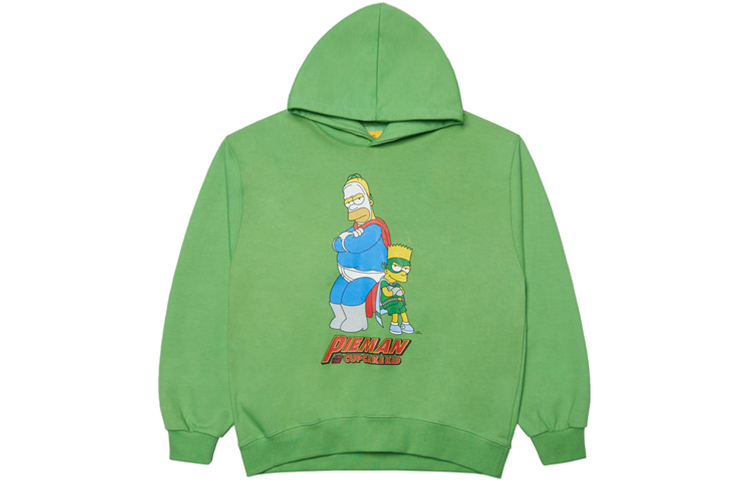 acmé de la vie THE SIMPSONS Cartoon Print Hoodie Unisex Green ADLV-21FW-HDSPPE-LGN
