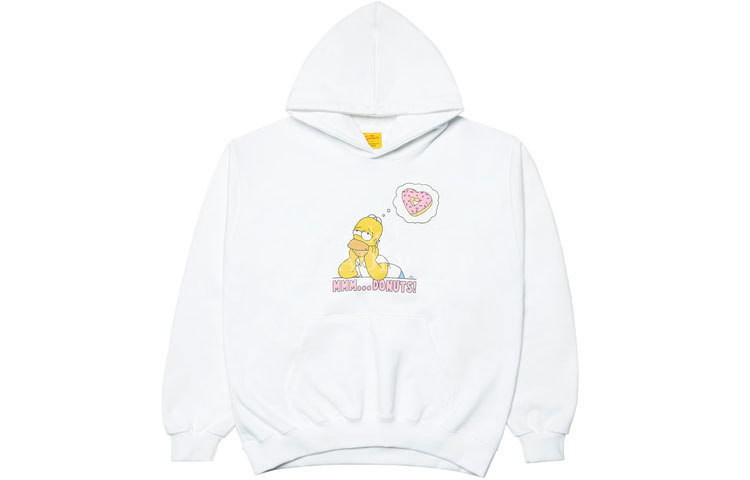 acmé de la vie THE SIMPSONS Hoodie White Printed Collaboration ADLV-21FW-HDSPDH-WHT