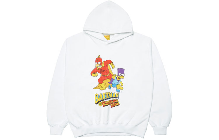 acmé de la vie THE SIMPSONS White Cartoon Print Hoodie Unisex Collaboration ADLV-21FW-HDSPRD-WHT