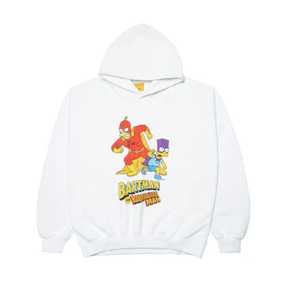 acmé de la vie THE SIMPSONS White Cartoon Print Hoodie Unisex Collaboration ADLV-21FW-HDSPRD-WHT