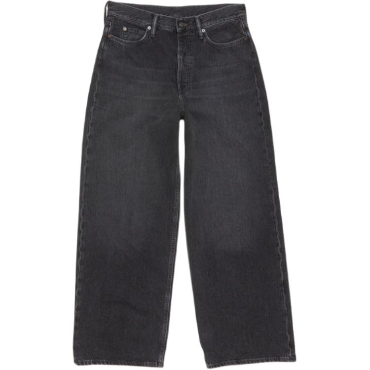 Order Jeans Lelaki Acne Studios 1981M Hitam Basuh Low-Rise Wide-Leg. B00375-900