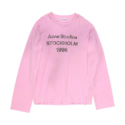 Acne Studios 1996 Logo Long Sleeve Loose Fit T-Shirt Pink Unisex. CL0197-DJS