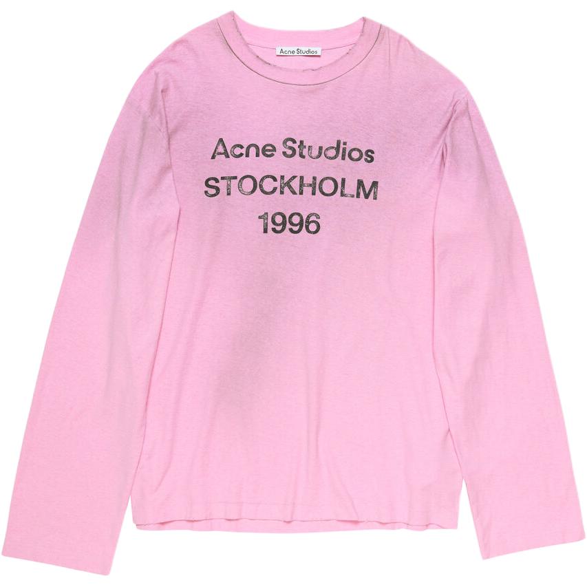Order Acne Studios 1996 Camiseta Manga Larga Logo Rosa Unisex Corte Suelto. CL0197-DJS