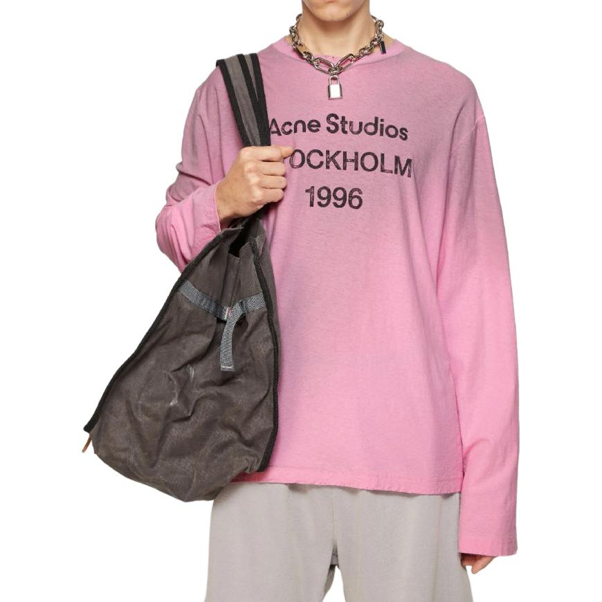 Shop Acne Studios 1996 Camiseta Manga Larga Logo Rosa Unisex Corte Suelto. CL0197-DJS