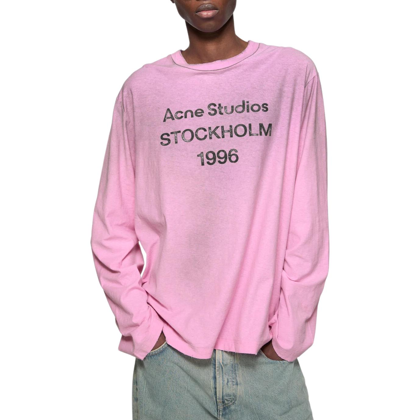 Sizing Acne Studios 1996 Camiseta Manga Larga Logo Rosa Unisex Corte Suelto. CL0197-DJS