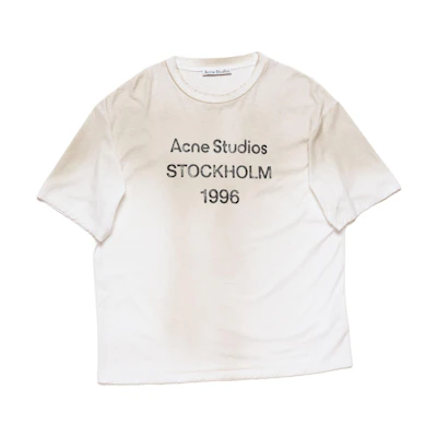Acne Studios 1996 Logo Oversized Vintage Spray Distressed T-Shirt Unisex Grey White CL0196-DC6