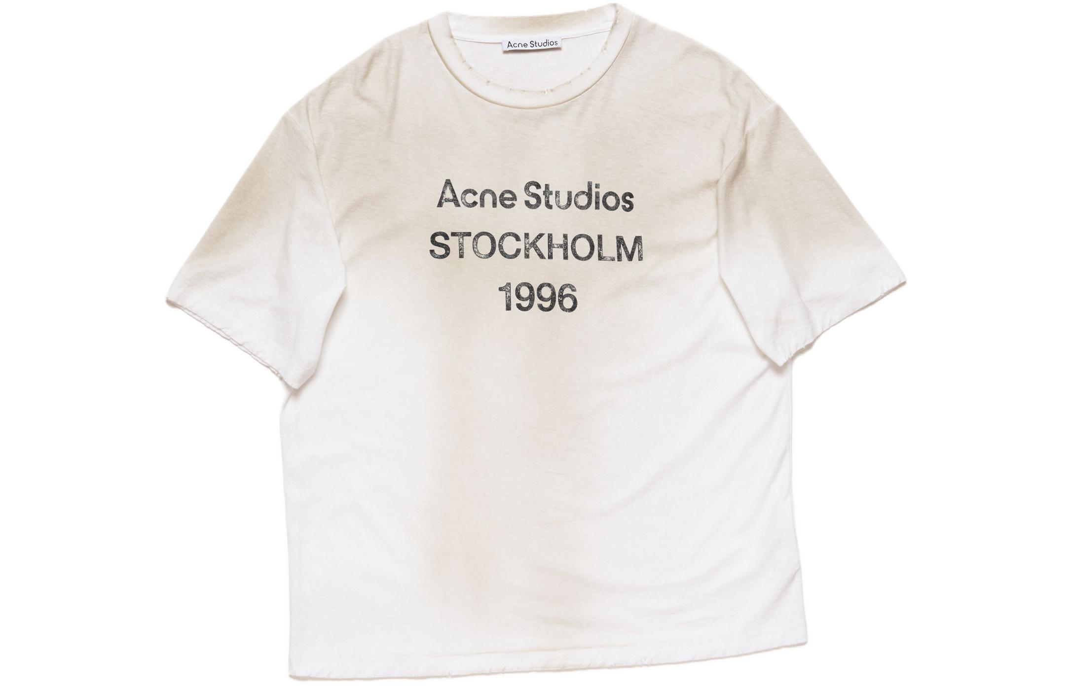 Order Acne Studios 1996 Logo Baju Vintage Oversized Spray Distressed Uniseks Kelabu Putih CL0196-DC6