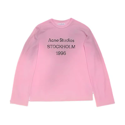 Acne Studios 1996 Logo Print Oversized Long Sleeve Tee Pink Unisex Retro Style CL0197-PINK