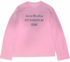 Order Acne Studios 1996 Logo Print Oversized Long Sleeve Tee Pink Unisex Retro Style CL0197-PINK