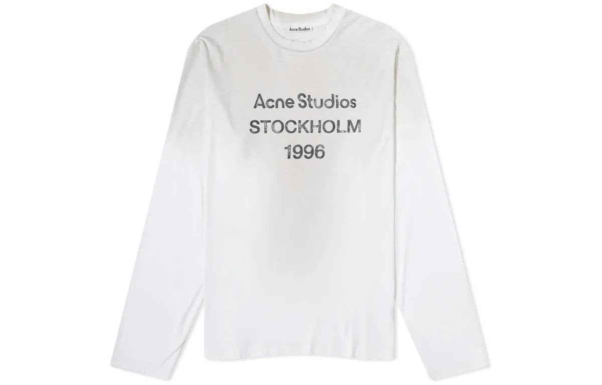 Order Acne Studios 1996 Logo印花男女长袖T恤 灰白色 CL0197-183