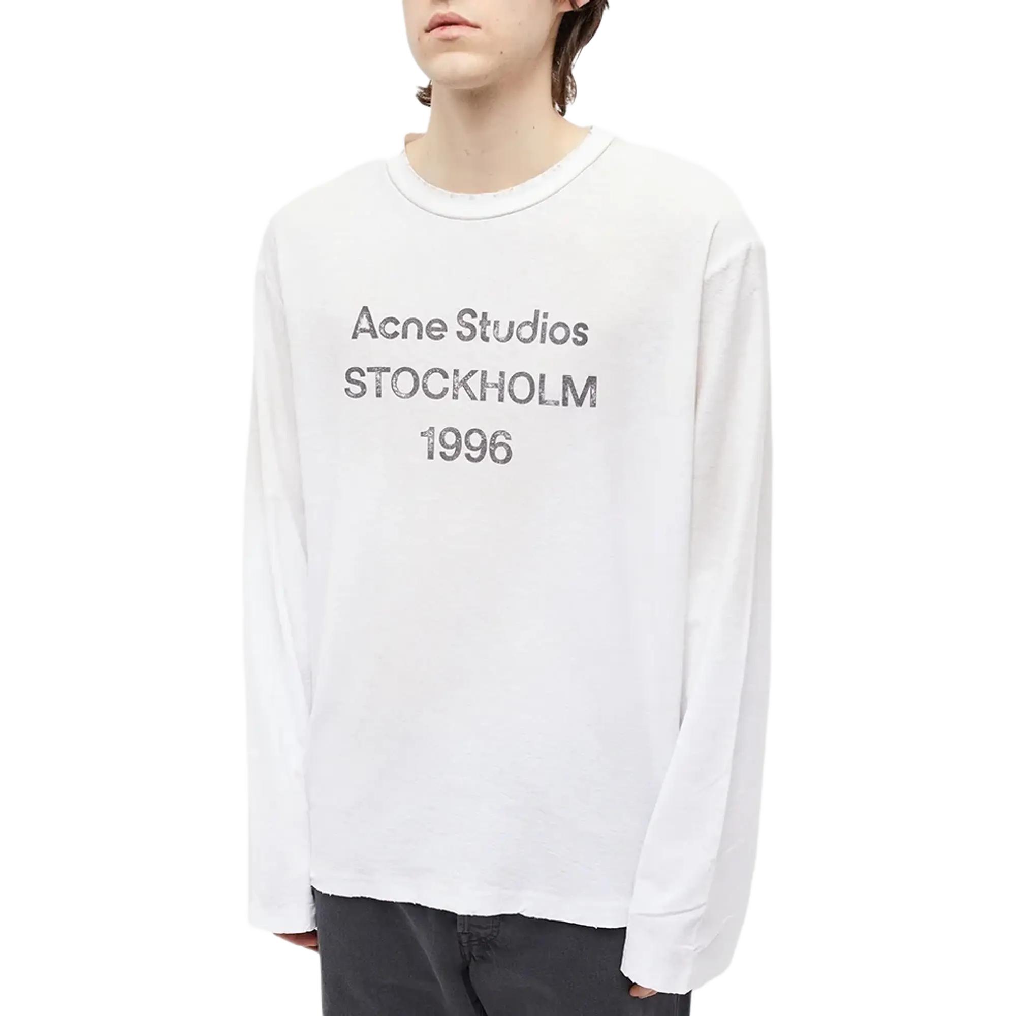 Purchase Acne Studios 1996 Logo印花男女长袖T恤 灰白色 CL0197-183