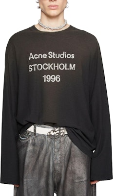 Acne Studios 1996 Oversized Logo Print Crewneck Sweatshirt Unisex Black CL0197-BM0 Lookbook Acne Studios 1996 Oversized Logo Print Crewneck Sweatshirt Unisex Black CL0197-BM0