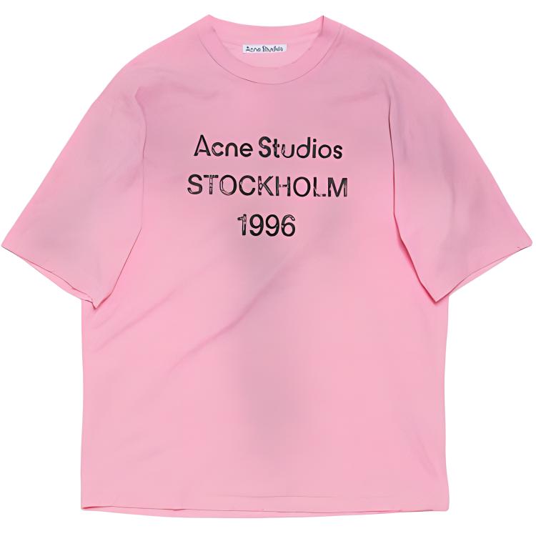 Order Acne Studios 1996 Series Retro Logo Unisex Pink Crewneck T-Shirt. CL0196-DJS