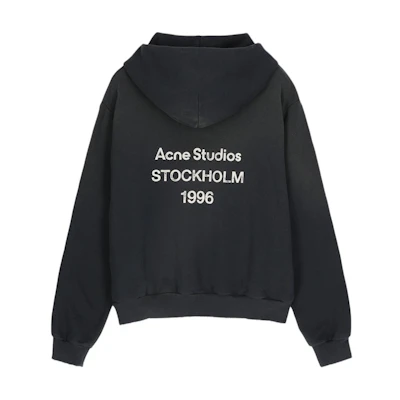 Acne Studios 1996 Series Unisex Black Hoodie Pullover with Logo Design. CI0136900