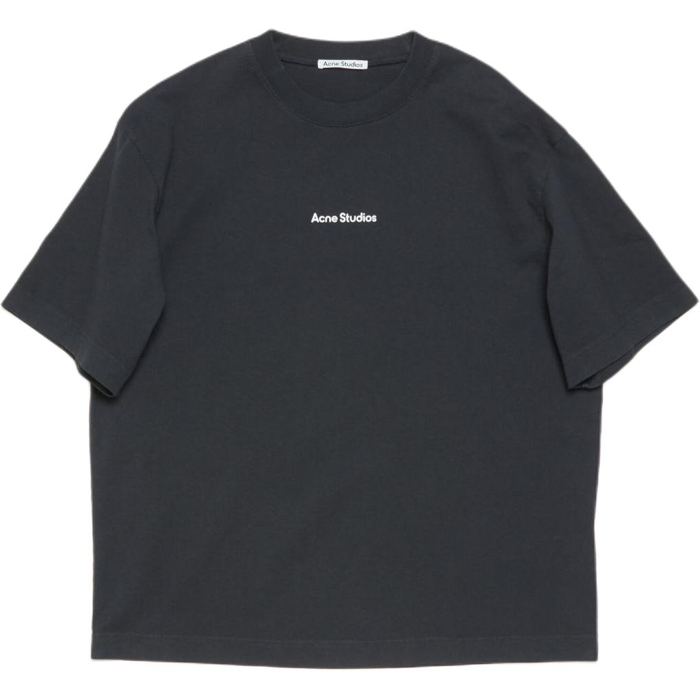 Order Acne Studios 2024 FW  Black Loose Logo Print Short Sleeve T-Shirt. CL0274-900