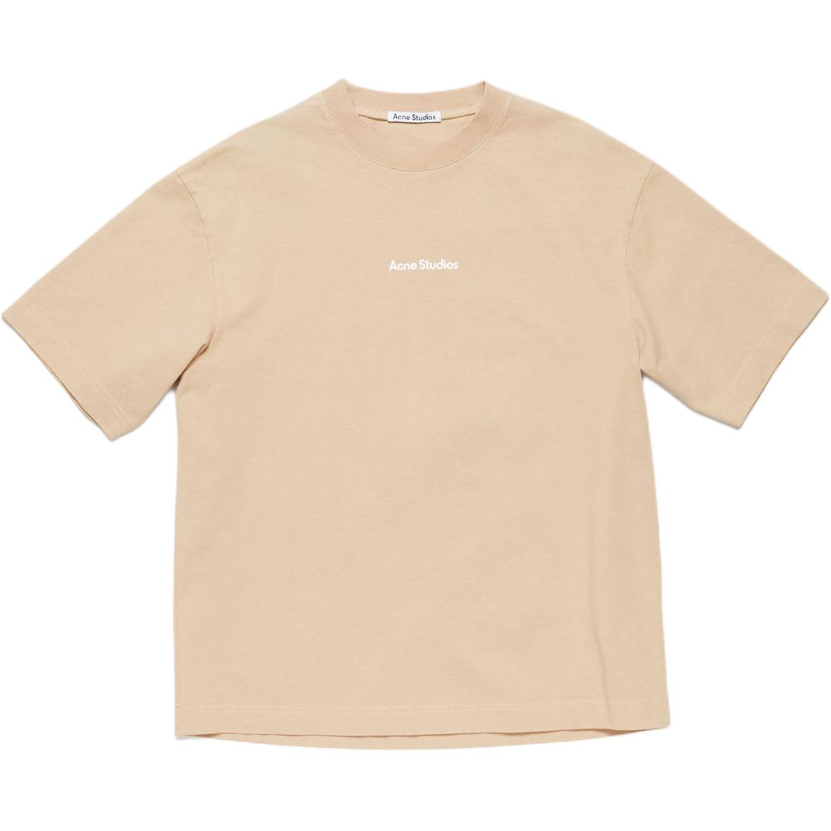 Acne Studios 2024 FW Unisex Logo Print Oversized Beige T-Shirt CL0274-AE3