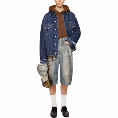Acne Studios 24FW 3D Print Optical Illusion Loose Fit Denim Shorts Unisex BE0163-AUZ Lookbook Acne Studios 24FW 3D Print Optical Illusion Loose Fit Denim Shorts Unisex BE0163-AUZ