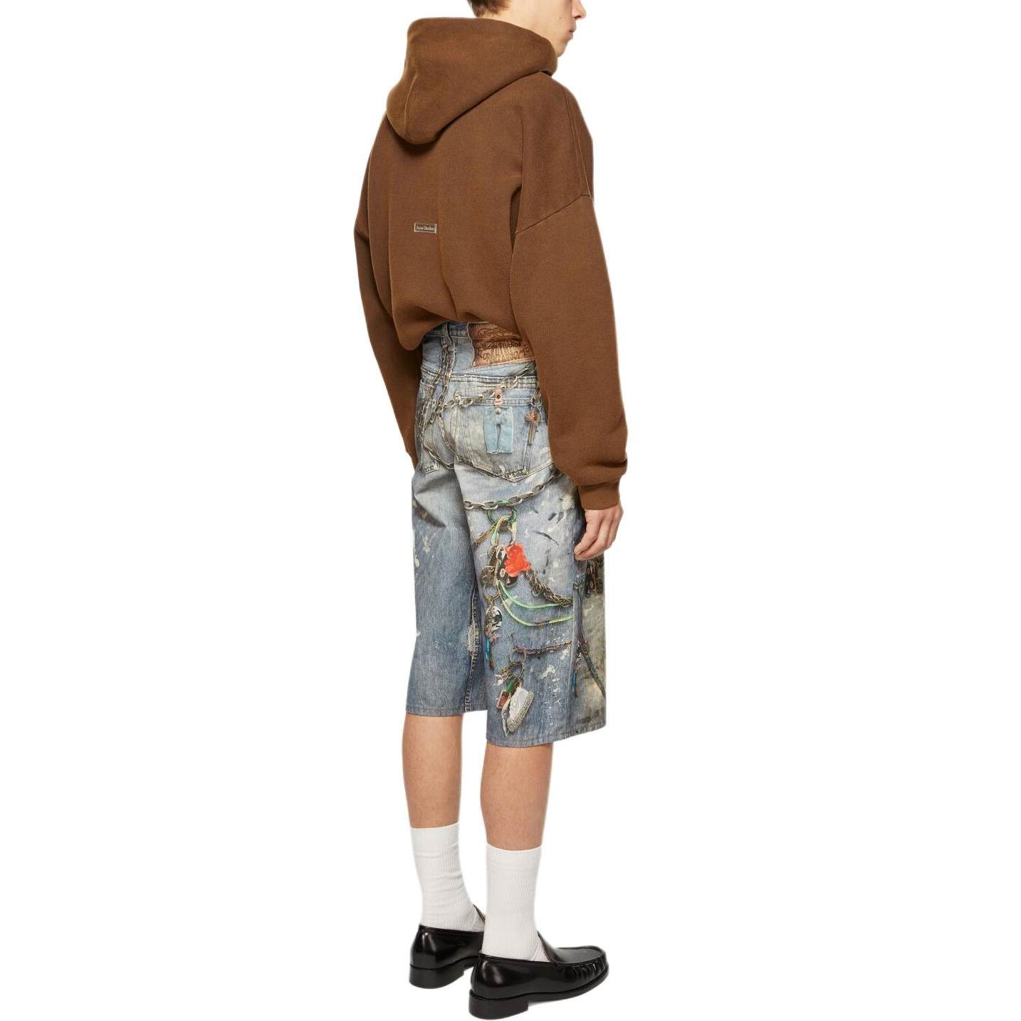 Shop Acne Studios Seluar Pendek Denim Unisex 24FW 3D Print Optical Illusion Loose Fit BE0163-AUZ