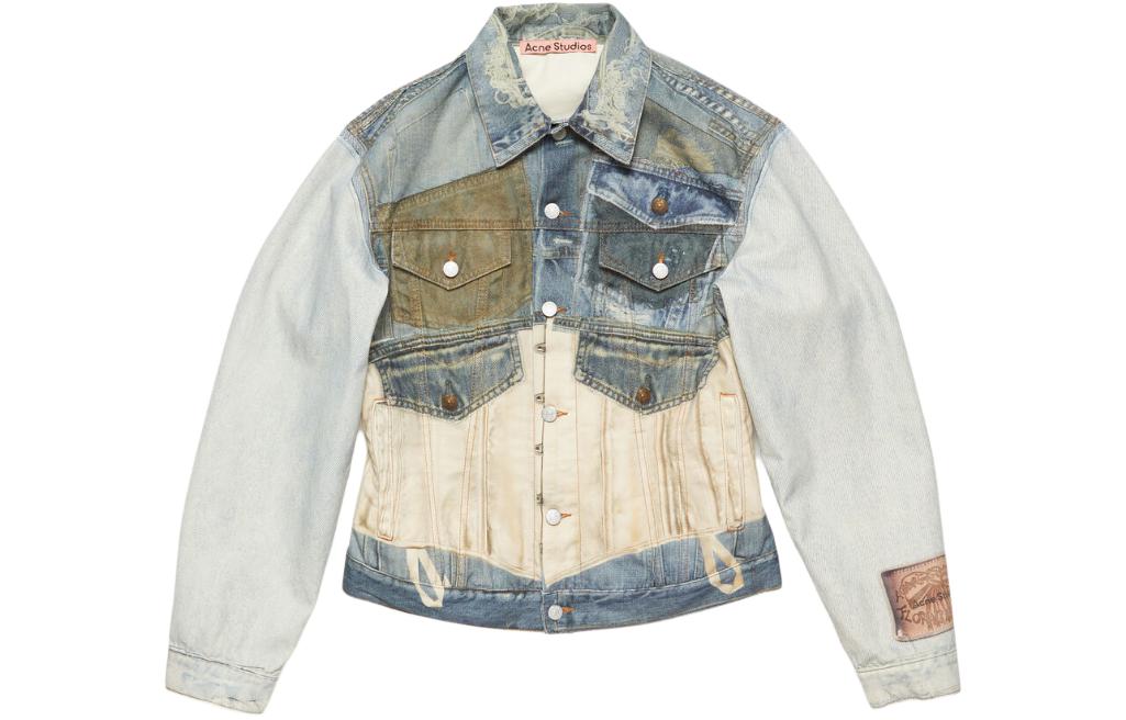 Acne Studios 3D Print Denim Jacket Blue Unisex Long Sleeve Barn Style. B90747-863