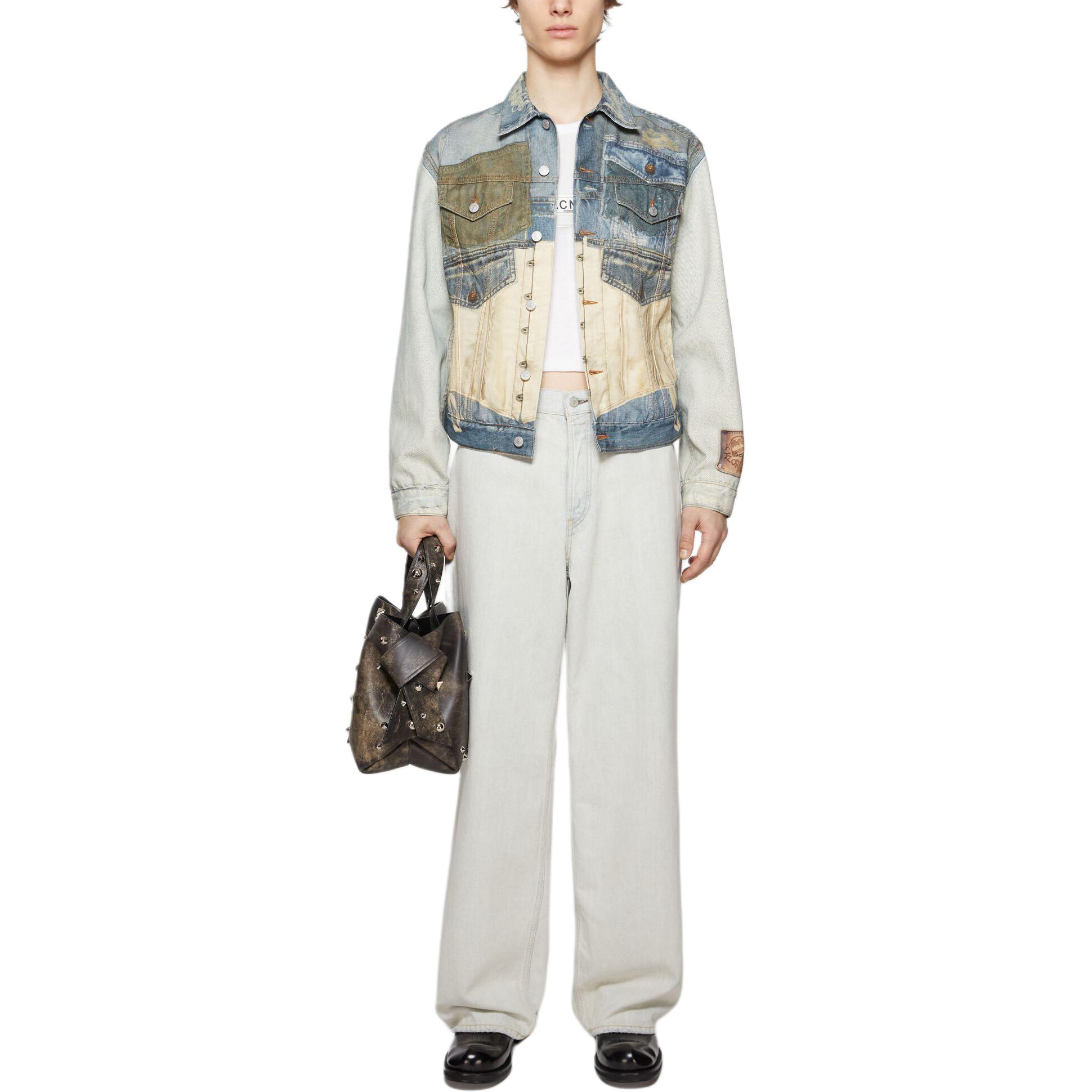 Lookbook Acne Studios Jaket Denim 3D Print Biru Unisex Lengan Panjang Gaya Barn. B90747-863