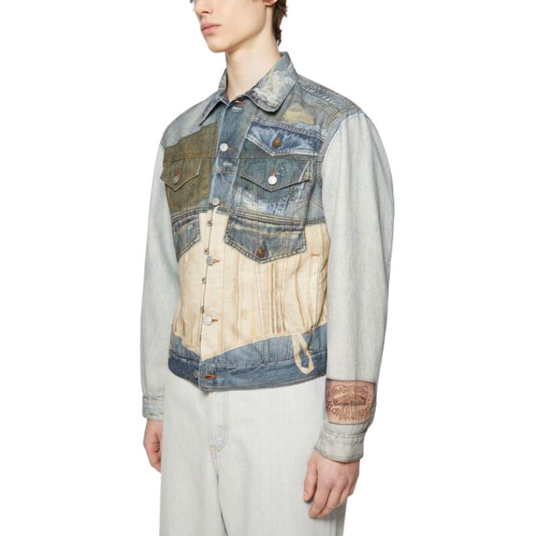 Purchase Acne Studios Jaket Denim 3D Print Biru Unisex Lengan Panjang Gaya Barn. B90747-863